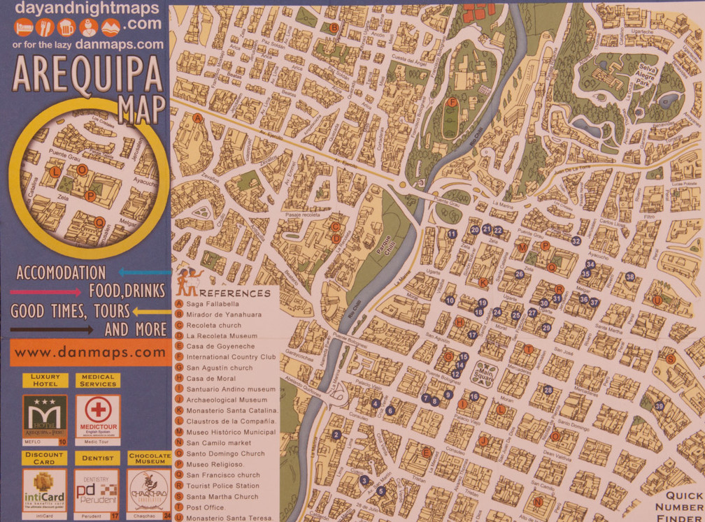 Map of Arequipa with street names