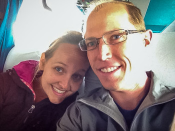 Landon and Alyssa on Long Bus Ride to Punta Arenas