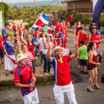 Costa Rican wins world cup 2014 and Waving Flags in the street
