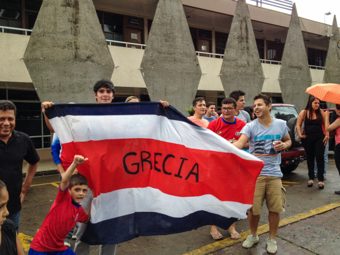 FIFA World Cup 2014 Costa Rica Stuns Uruguay and Flags in Grecia