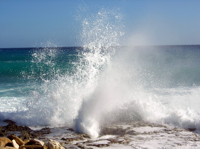 Ocean Waves crashing against rocks