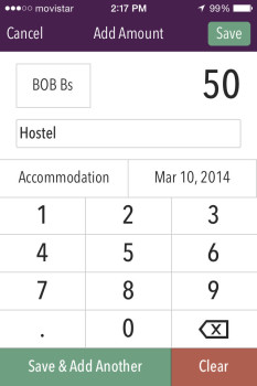 Trail Wallet app Screenshot Add Purchase Hostel