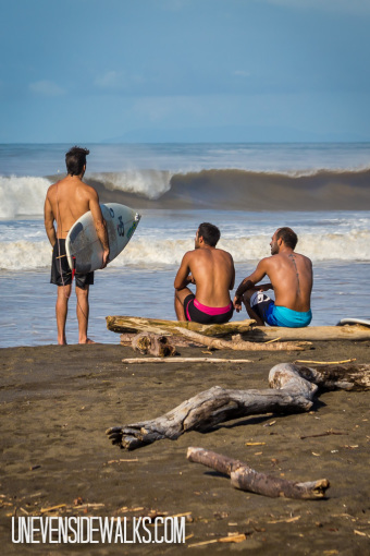 Surfers Sizing up Waves