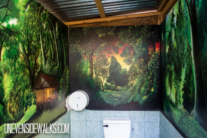 Friday Favorites Green Mural on wall in Bathroom