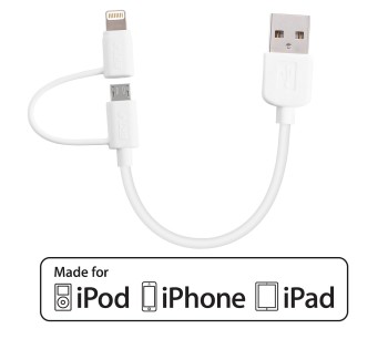 Apple Lightning and Micro USB 2-in-1 Short Charging Cable