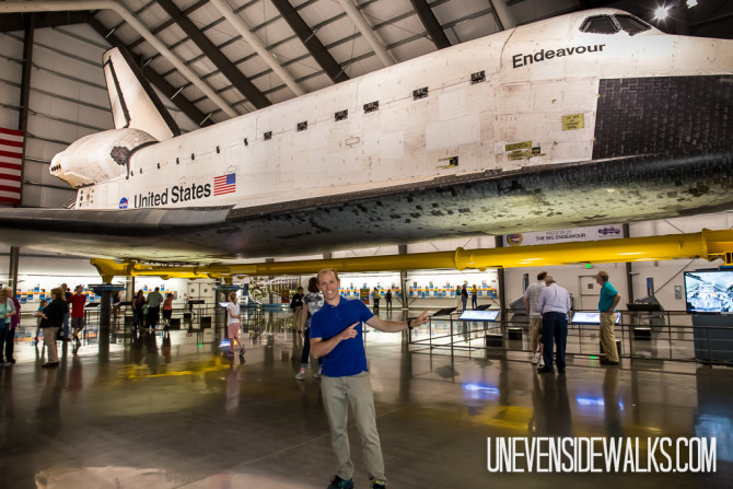 Landon and the Endeavour Space Shuttle on display
