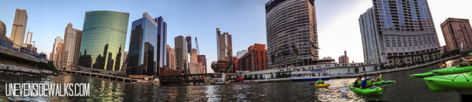 Panorama of Kayaking on the Chicago River