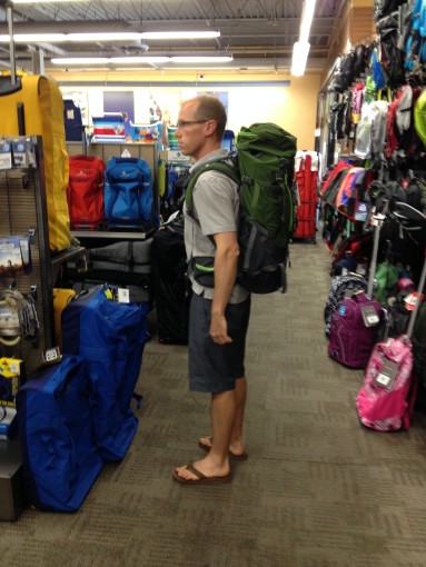 Backpacks Trying On