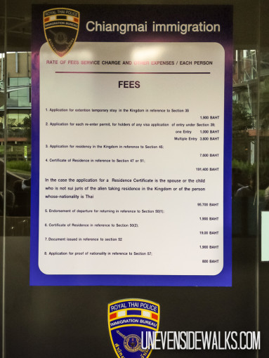 Chiangmai Immigration Fees at New Location