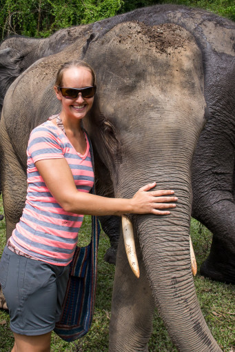 Alyssa Hugging an Elephant