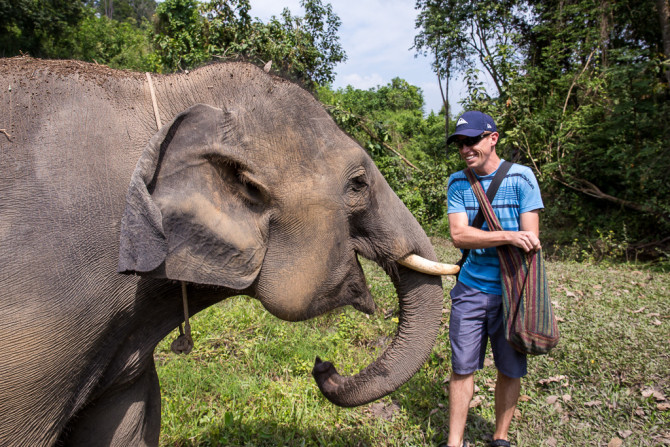 Landon Feeding Elephants up Close