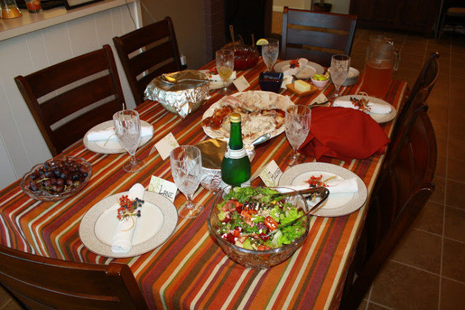 Beautiful Thanksgiving Table Spread with Family