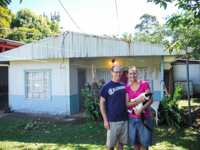 Travelers in Front of House in Costa Rica Living Abroad