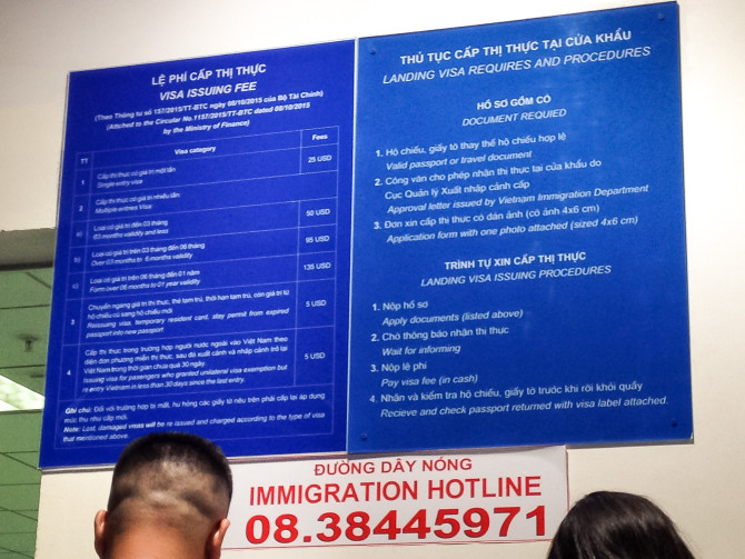 Immigration Information Board at the airport